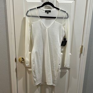 Parisian Nights White Mesh Long Sleeve Bodycon Dress